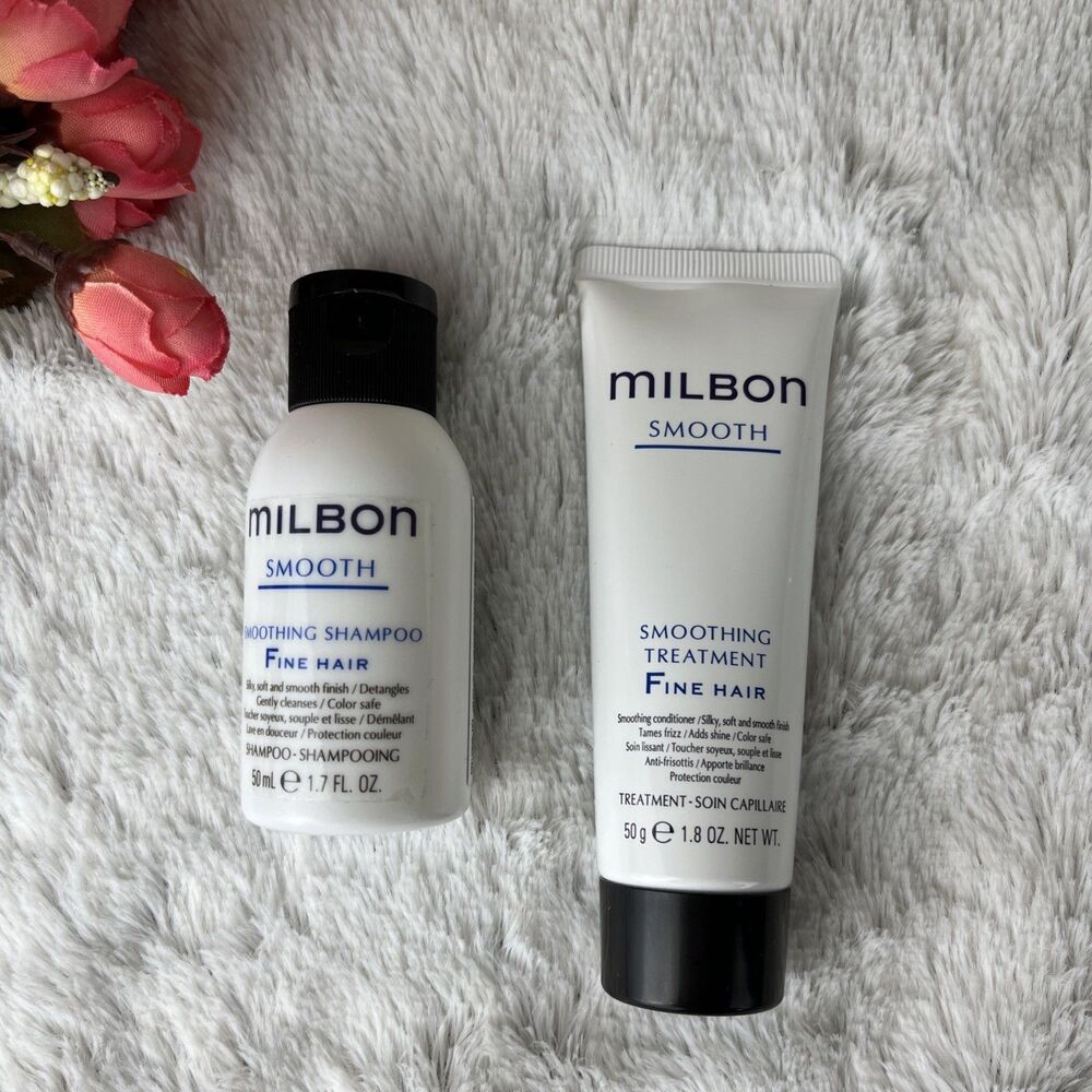 Milbon Smooth Shampoo & Treatment Fine Hair Travel Size Setâ 50ml 1.7 OZ Japan